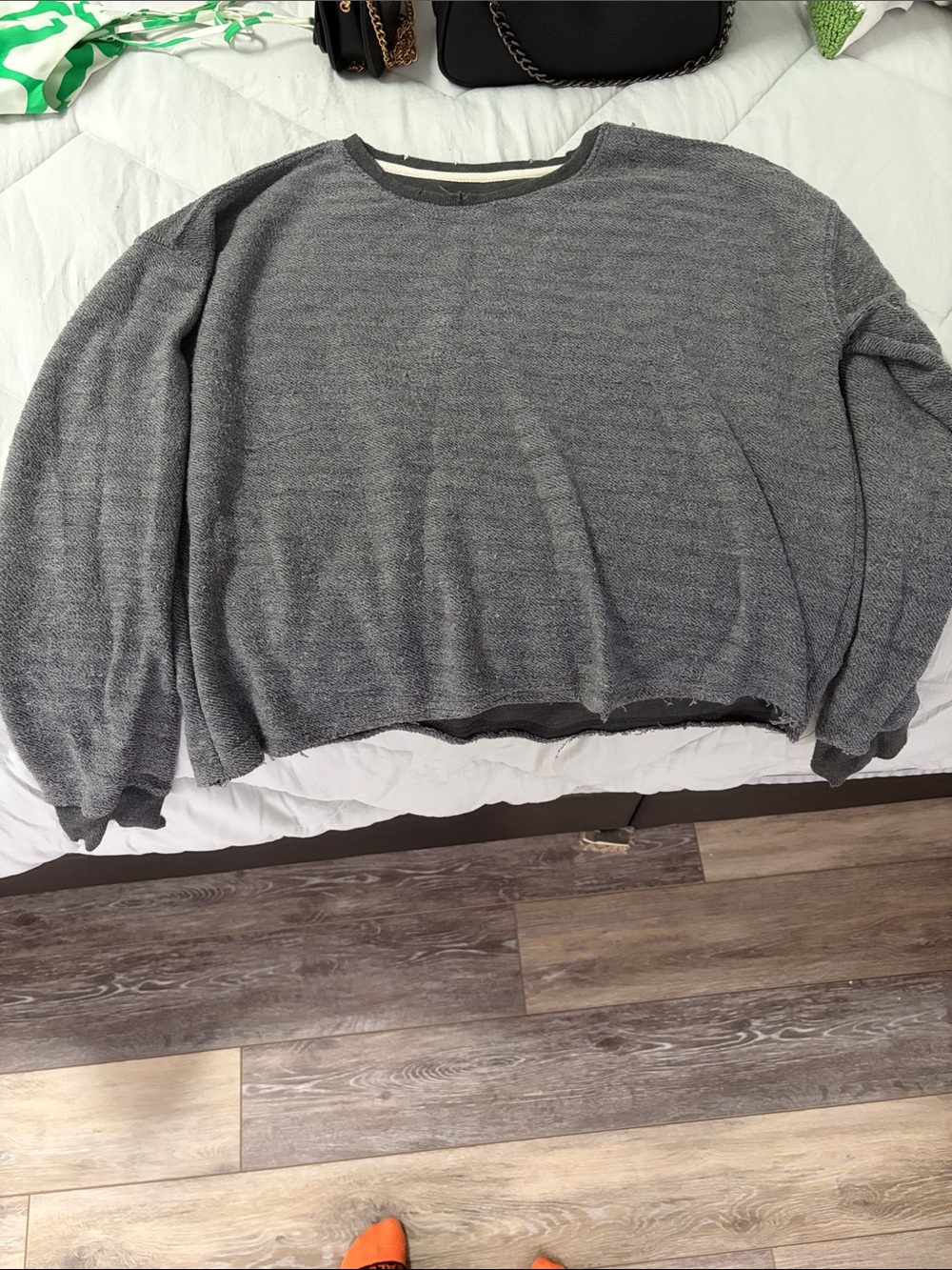 Thread & Supply Gray Cropped Crewneck Sweater